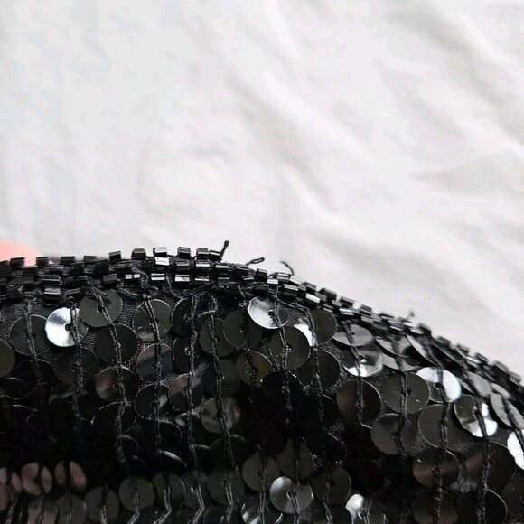 Michel Antoni Top Womens 2X Black Short Sleeve Sequined Silk Witchy Goth Retro - Picture 13 of 15